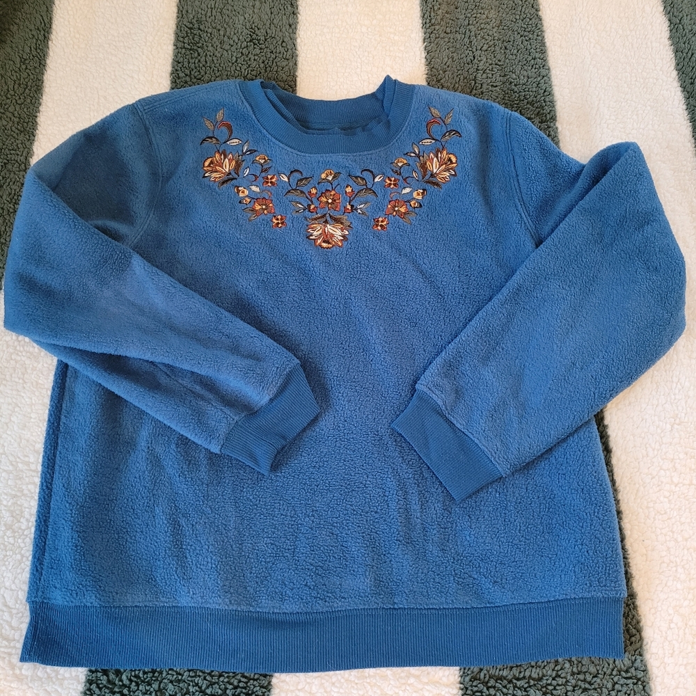 Embroidered Blue Sweater